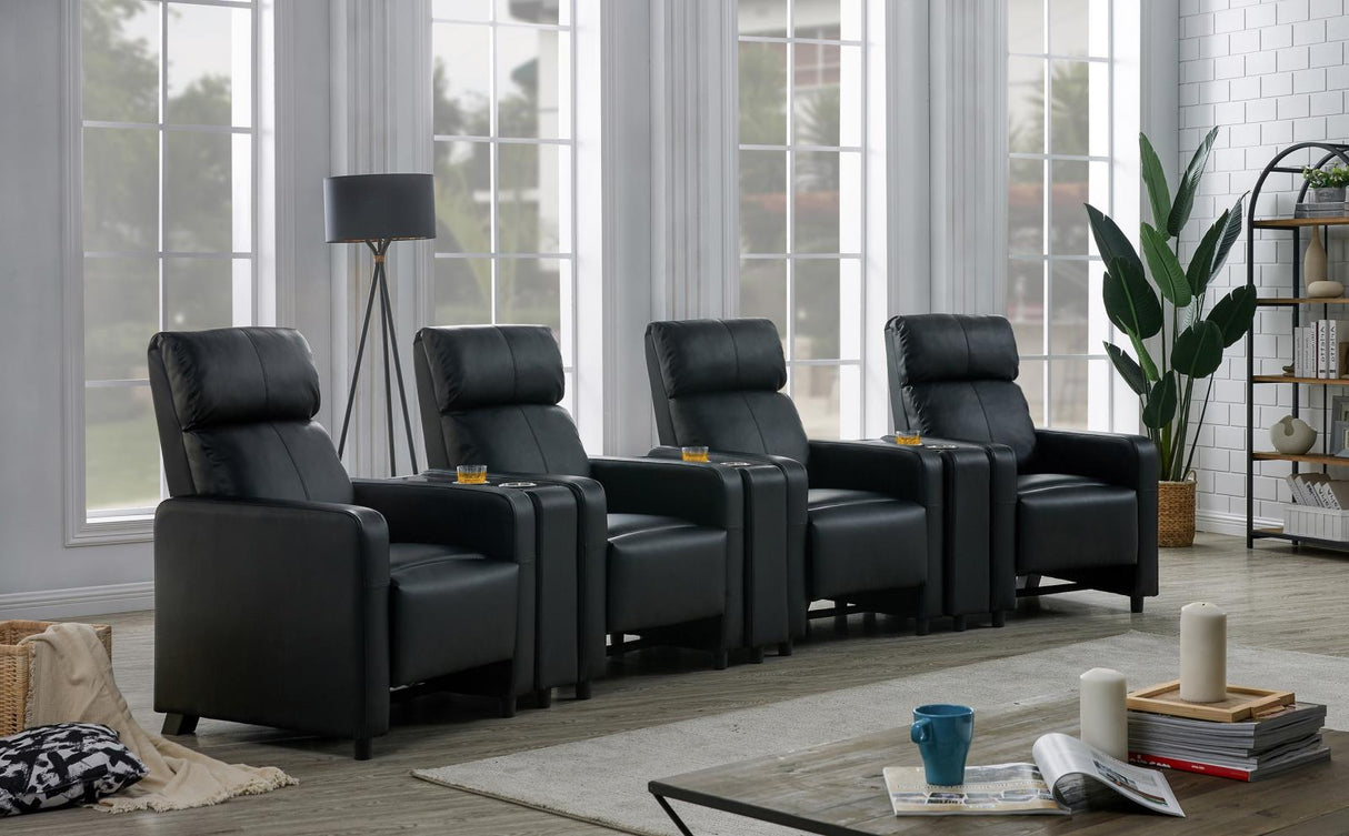 Toohey Home Theater Push Back Recliner Black from Coaster - Luna Furniture