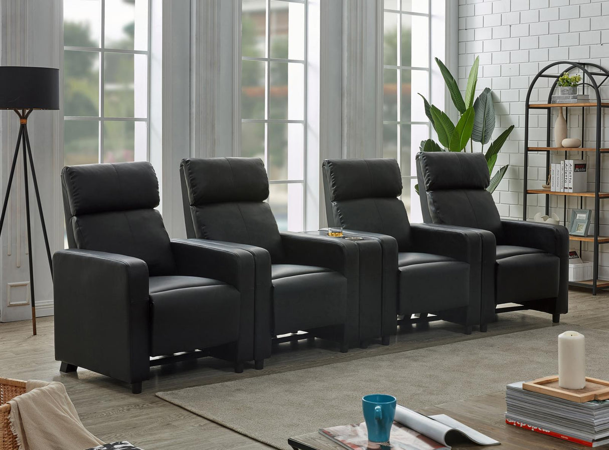 Toohey Home Theater Push Back Recliner Black from Coaster - Luna Furniture