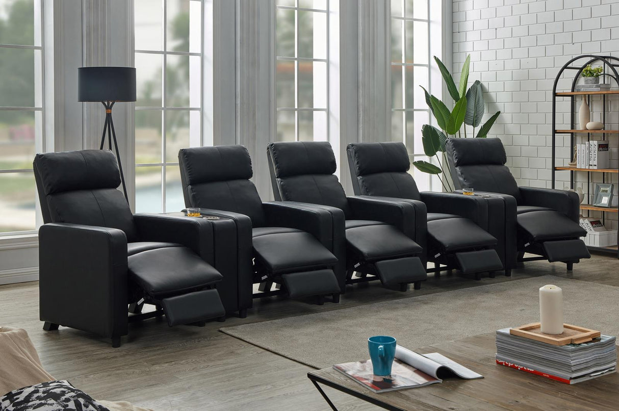 Toohey Home Theater Push Back Recliner Black from Coaster - Luna Furniture