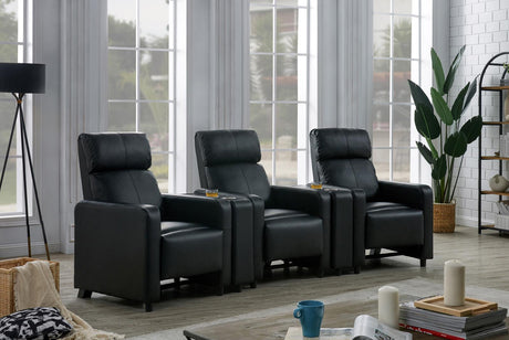 Toohey Upholstered Tufted Recliner Living Room Set Black from Coaster - Luna Furniture