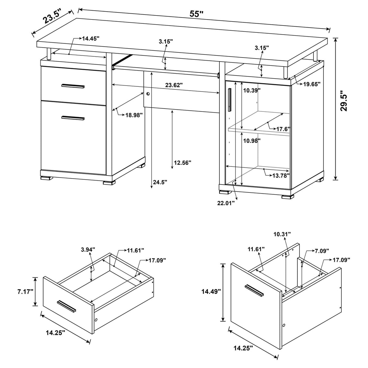 Tracy Cappuccino 2-Drawer Computer Desk from Coaster - Luna Furniture