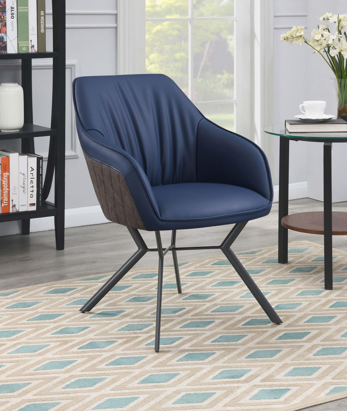 Trevon Upholstered Tufted Side Chairs (Set of 2) Blue/Brown from Coaster - Luna Furniture