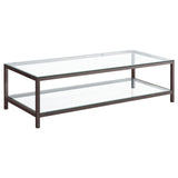 Trini Black Nickel Coffee Table with Glass Shelf from Coaster - Luna Furniture