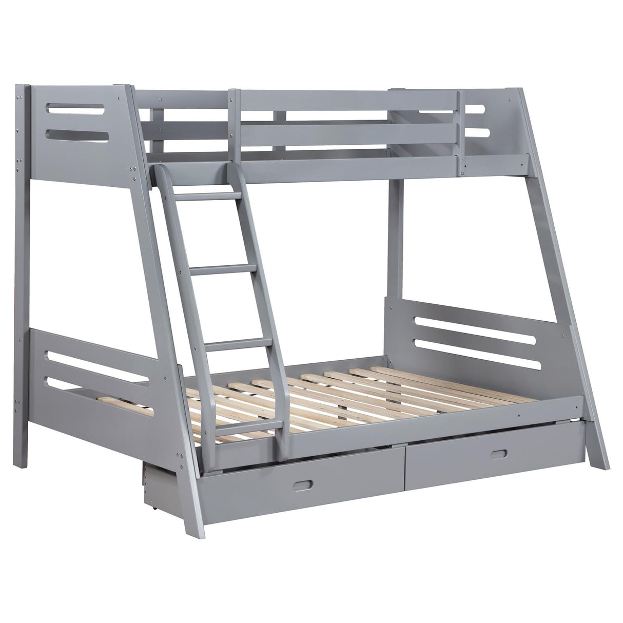 Trisha Wood Twin Over Full Bunk Bed with Storage Drawers Grey - 460562TF - Luna Furniture