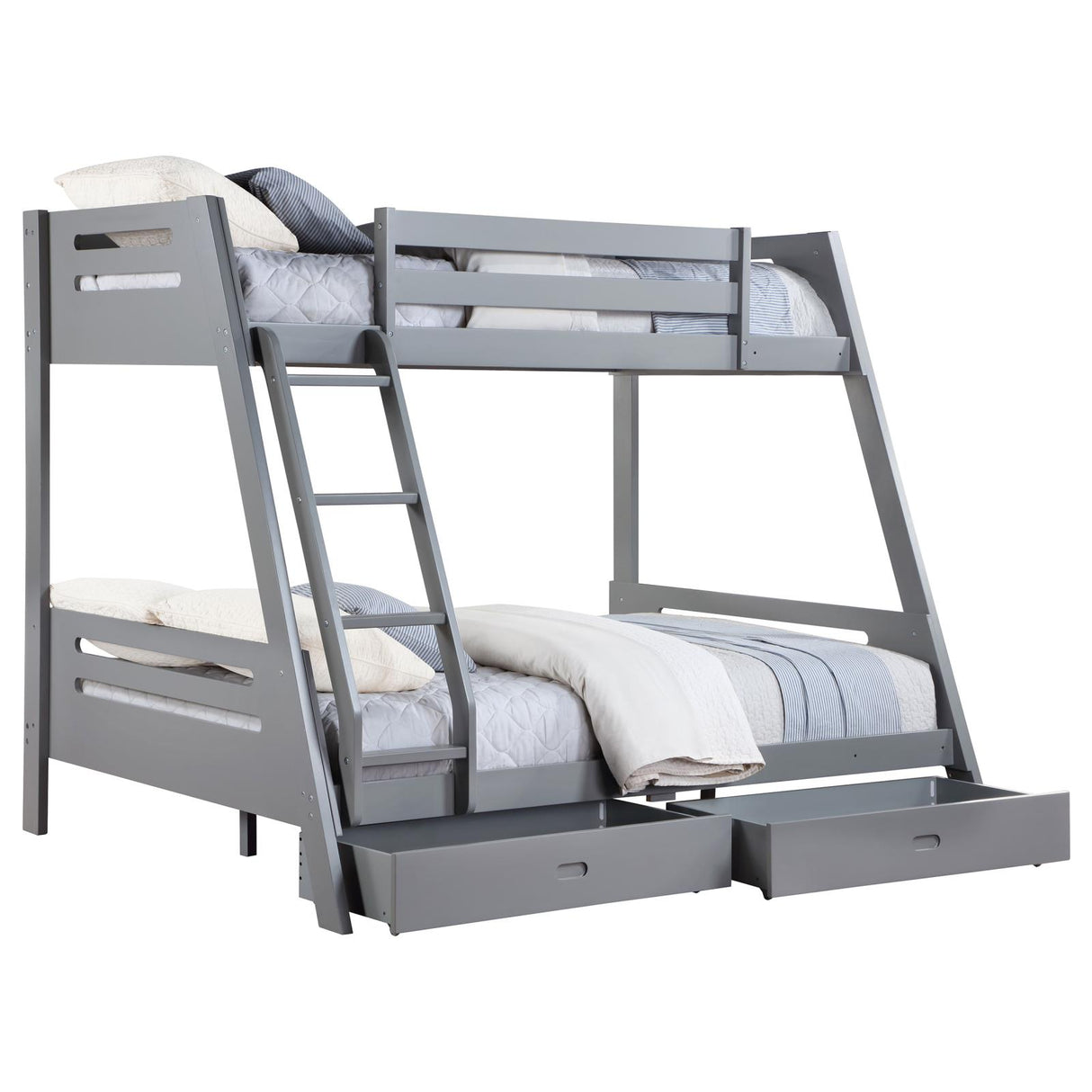 Trisha Wood Twin Over Full Bunk Bed with Storage Drawers Grey - 460562TF - Luna Furniture