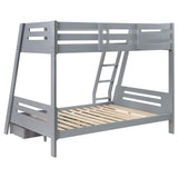 Trisha Wood Twin Over Full Bunk Bed with Storage Drawers Grey from Coaster - Luna Furniture