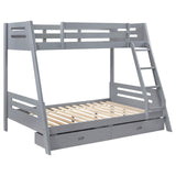 Trisha Wood Twin Over Full Bunk Bed with Storage Drawers Grey from Coaster - Luna Furniture