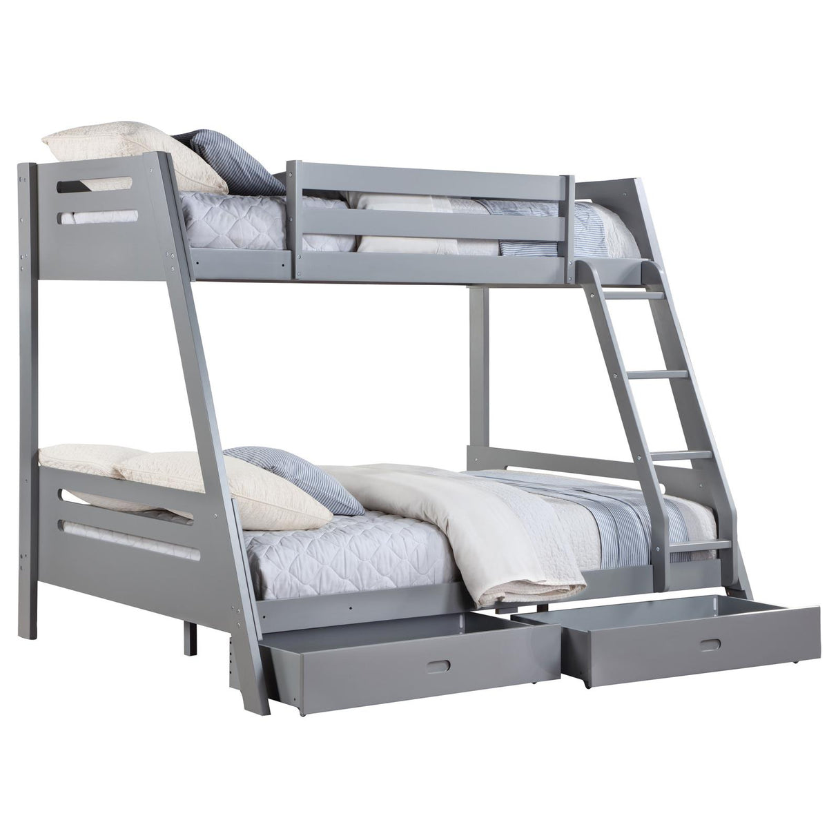 Trisha Wood Twin Over Full Bunk Bed with Storage Drawers Grey from Coaster - Luna Furniture