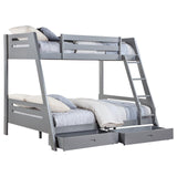 Trisha Wood Twin Over Full Bunk Bed with Storage Drawers Grey - 460562TF - Luna Furniture