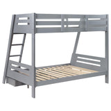 Trisha Wood Twin Over Full Bunk Bed with Storage Drawers Grey from Coaster - Luna Furniture