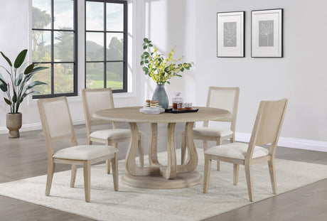 Trofello 5-piece Round Dining Set White Washed - 123120-S5 - Luna Furniture