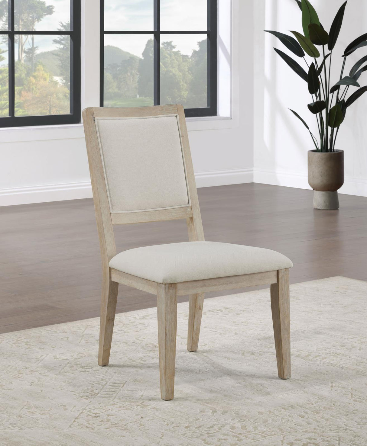 Trofello Upholstered Dining Side Chair White Washed and Beige (Set of 2) - 123122 - Luna Furniture