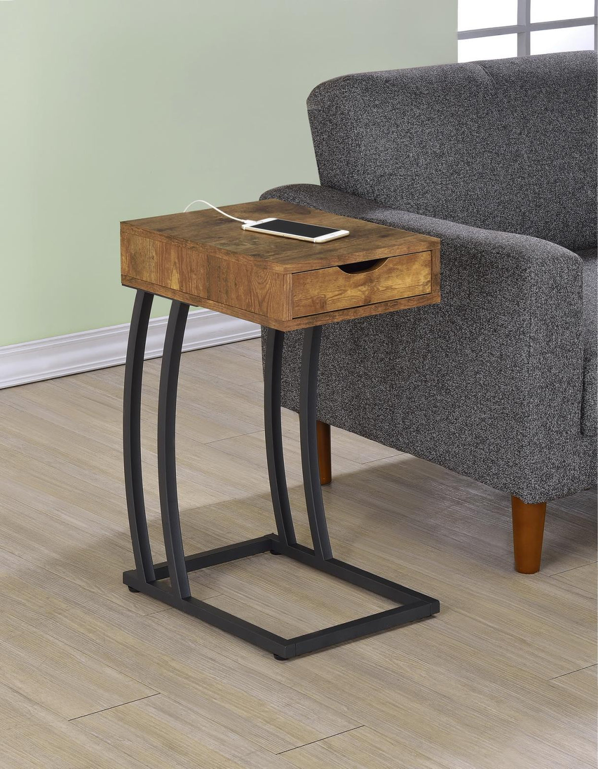 Troy Antique Nutmeg Accent Table with Power Outlet from Coaster - Luna Furniture