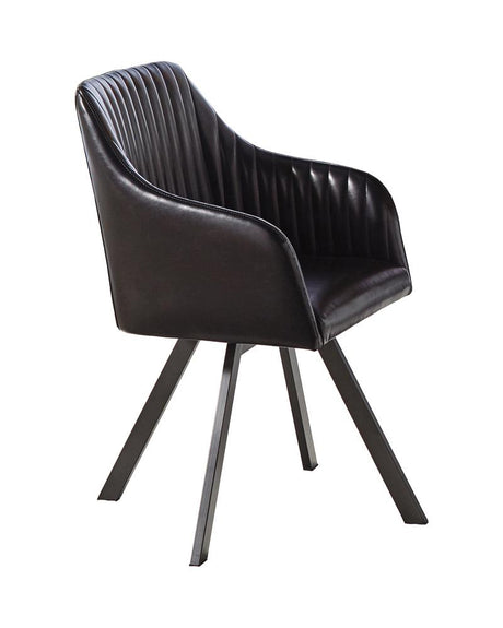 Tufted Sloped Arm Swivel Dining Chair Black/Gunmetal from Coaster - Luna Furniture