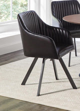 Tufted Sloped Arm Swivel Dining Chair Black/Gunmetal from Coaster - Luna Furniture