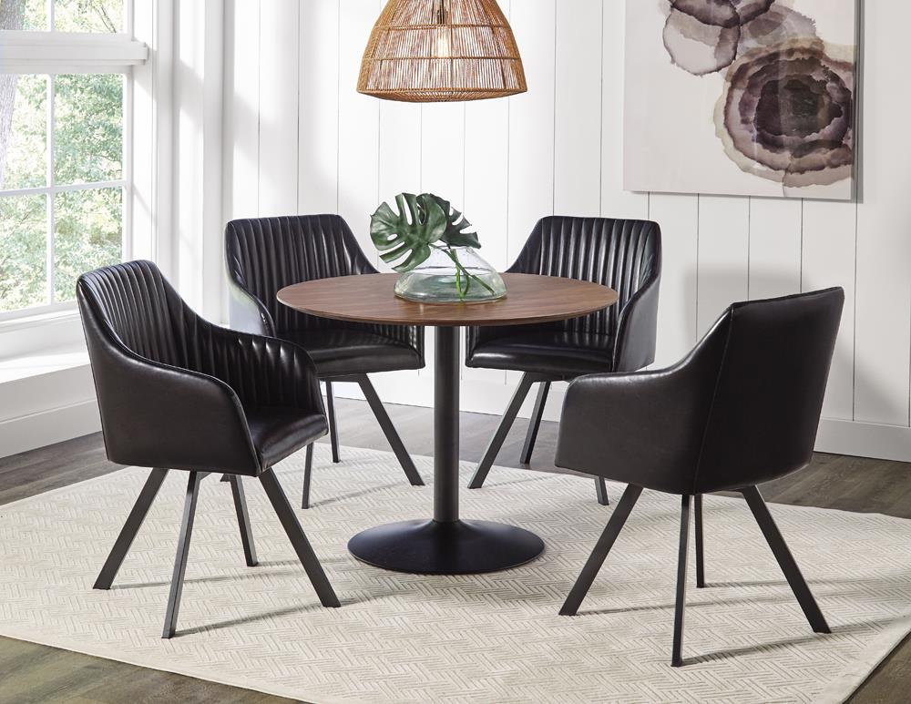 Tufted Sloped Arm Swivel Dining Chair Black/Gunmetal from Coaster - Luna Furniture