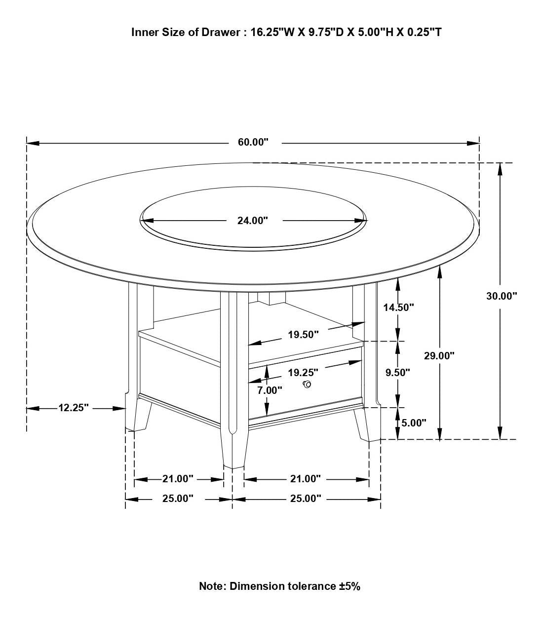 Twyla Dark Cocoa Round Dining Table with Removable Lazy Susan from Coaster - Luna Furniture