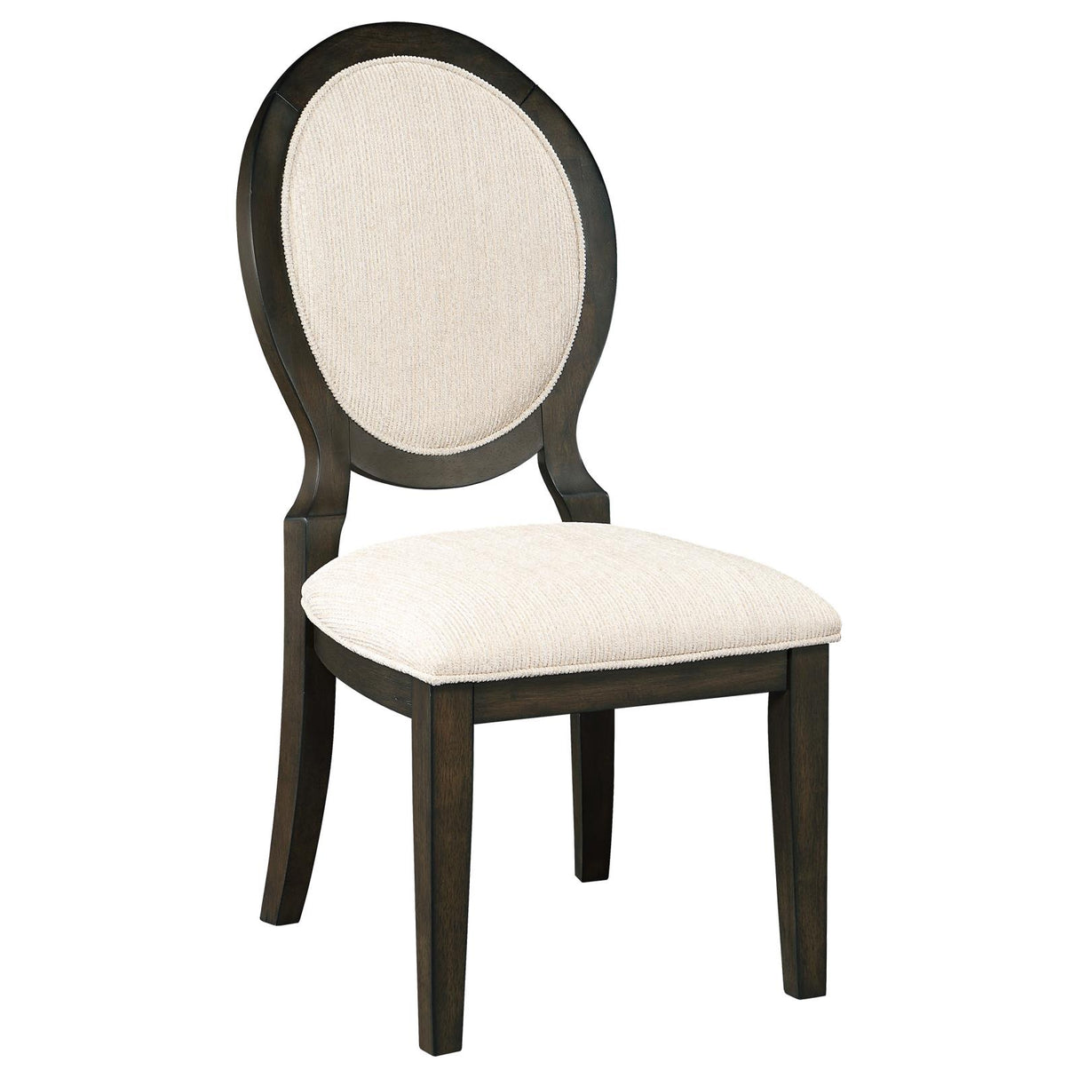 Twyla Upholstered Dining Chairs with Oval Back (Set of 2) Cream/Dark Cocoa from Coaster - Luna Furniture