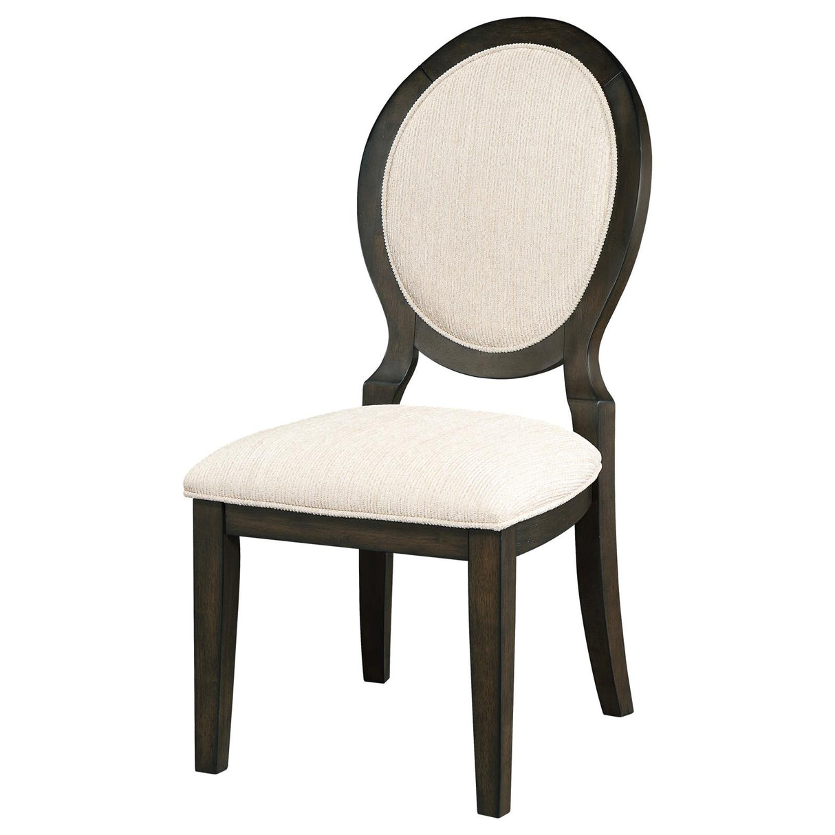 Twyla Upholstered Dining Chairs with Oval Back (Set of 2) Cream/Dark Cocoa from Coaster - Luna Furniture