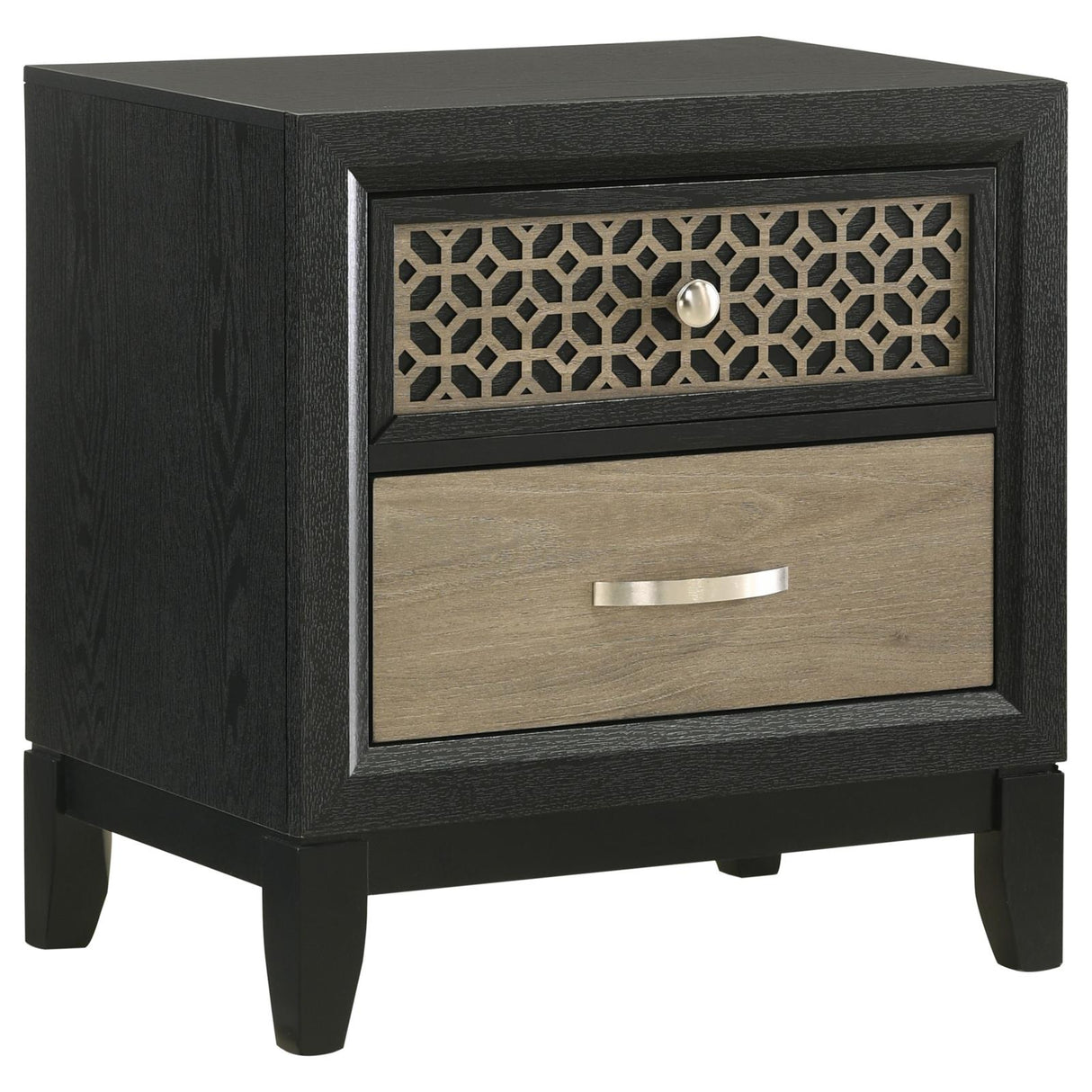 Valencia 2-drawer Nightstand Light Brown and Black from Coaster - Luna Furniture