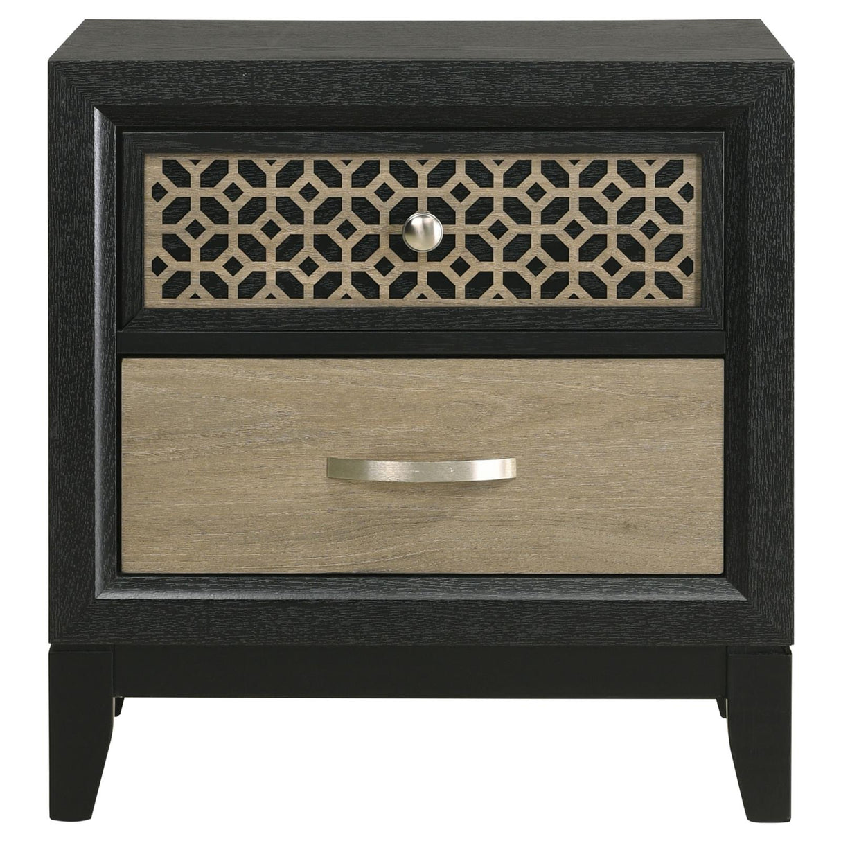 Valencia 2-drawer Nightstand Light Brown and Black from Coaster - Luna Furniture