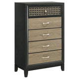 Valencia 5-drawer Chest Light Brown and Black from Coaster - Luna Furniture