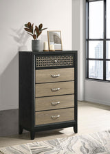 Valencia 5-drawer Chest Light Brown and Black from Coaster - Luna Furniture