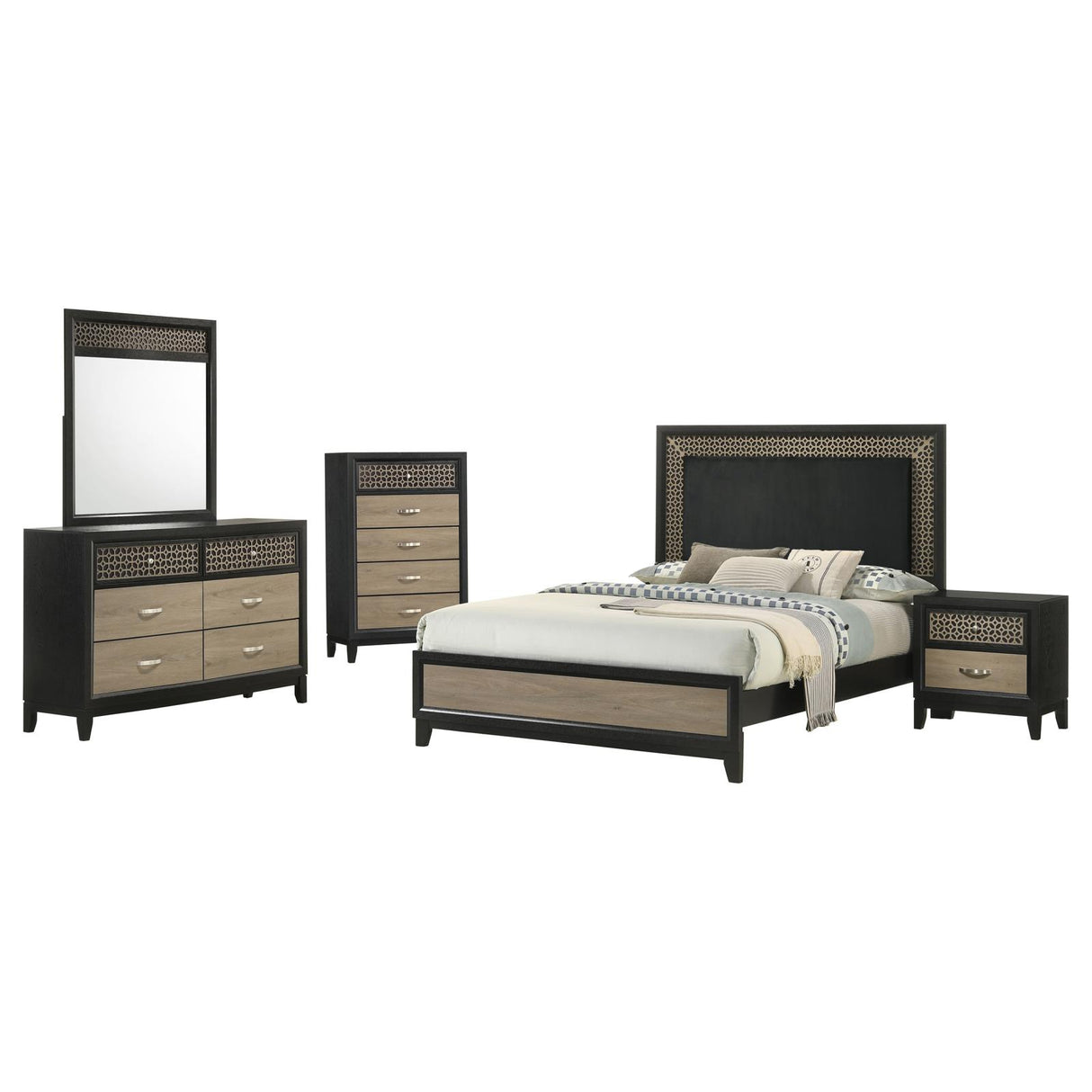 Valencia Light Brown and Black 5-Piece Queen Bedroom Set from Coaster - Luna Furniture