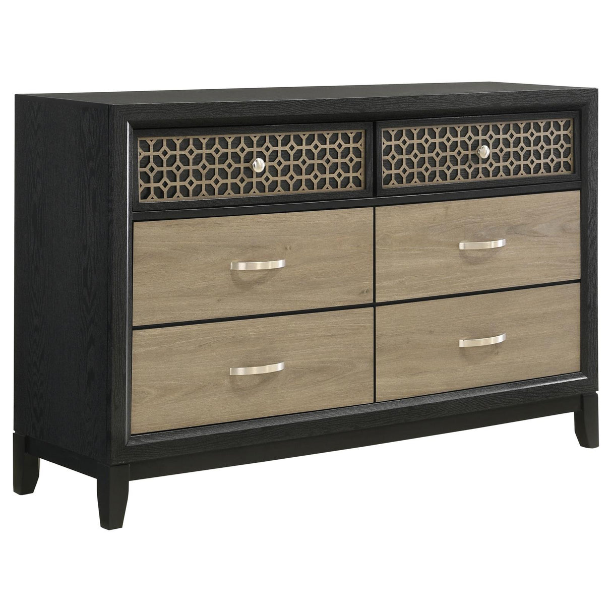 Valencia 6-drawer Dresser Light Brown and Black from Coaster - Luna Furniture