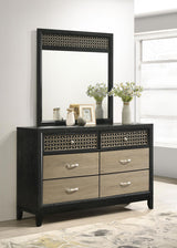 Valencia 6-drawer Dresser with Mirror Light Brown and Black from Coaster - Luna Furniture