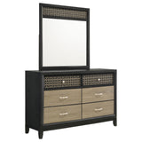 Valencia 6-drawer Dresser with Mirror Light Brown and Black from Coaster - Luna Furniture