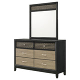 Valencia 6-drawer Dresser with Mirror Light Brown and Black from Coaster - Luna Furniture