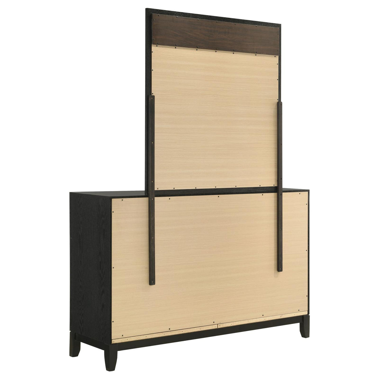 Valencia 6-drawer Dresser with Mirror Light Brown and Black from Coaster - Luna Furniture