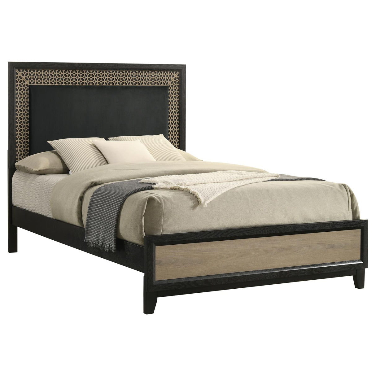 Valencia Eastern King Bed Light Brown and Black from Coaster - Luna Furniture