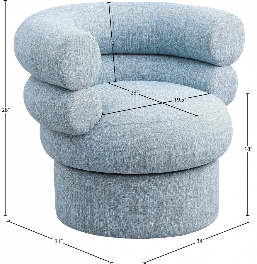 Valentina Linen Textured Fabric Swivel Accent Chair Light Blue from Meridian - Luna Furniture