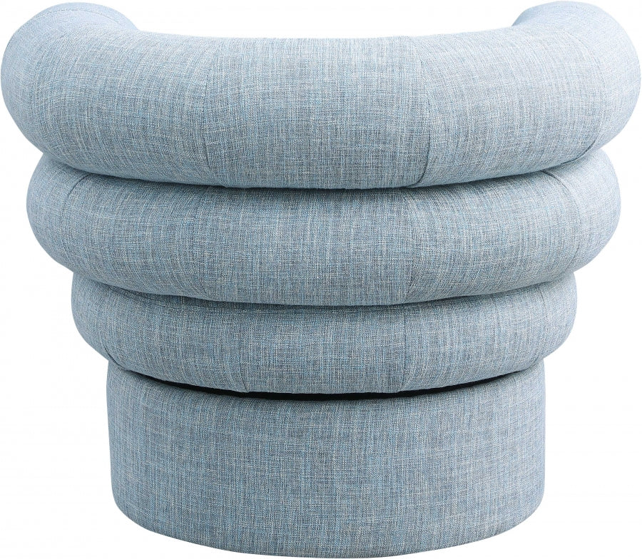 Valentina Linen Textured Fabric Swivel Accent Chair Light Blue from Meridian - Luna Furniture