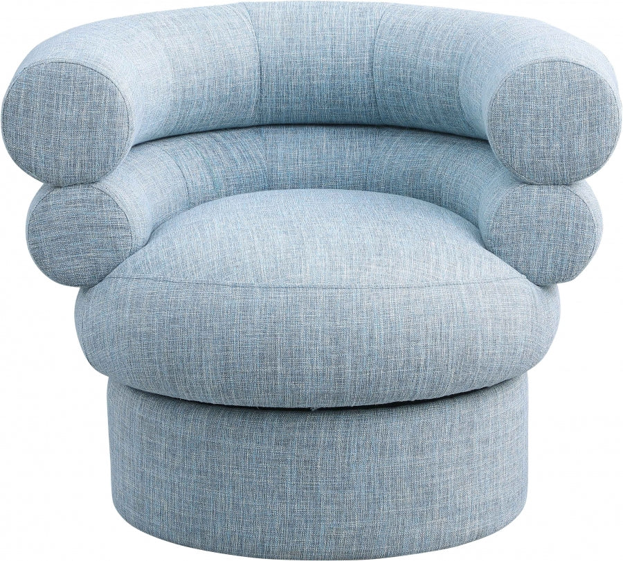 Valentina Linen Textured Fabric Swivel Accent Chair Light Blue from Meridian - Luna Furniture