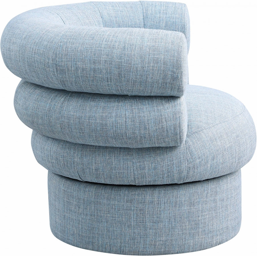 Valentina Linen Textured Fabric Swivel Accent Chair Light Blue from Meridian - Luna Furniture