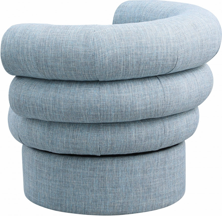 Valentina Linen Textured Fabric Swivel Accent Chair Light Blue from Meridian - Luna Furniture