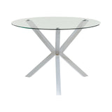 Vance Chrome Glass Top Dining Table with X-cross Base from Coaster - Luna Furniture