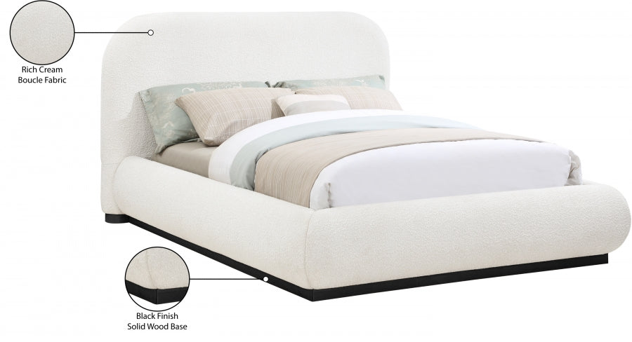 Vaughn Boucle Fabric King Bed Cream from Meridian - Luna Furniture