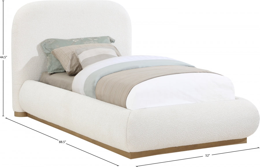 Vaughn Boucle Fabric Twin Bed Cream from Meridian - Luna Furniture