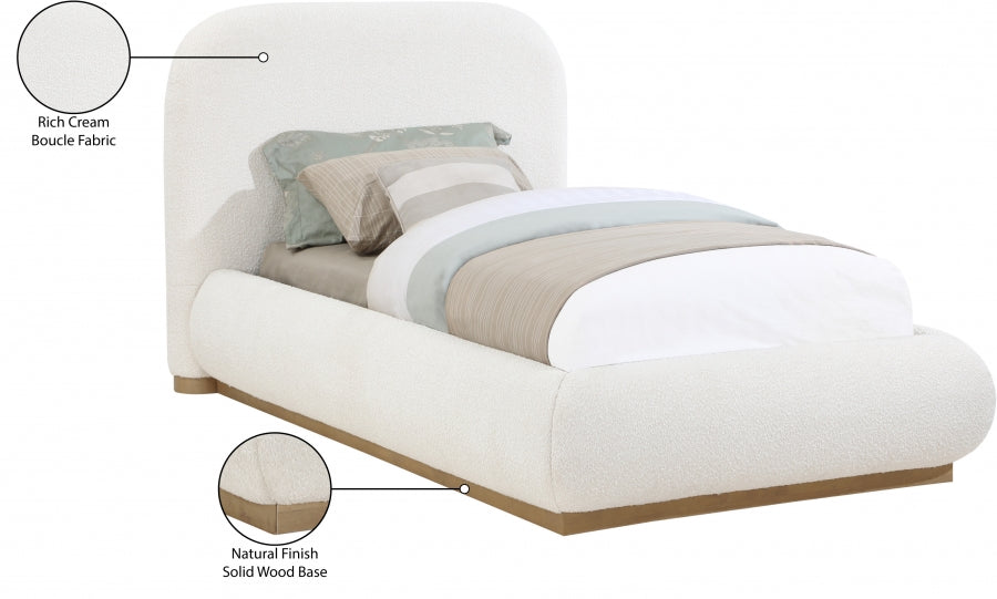 Vaughn Boucle Fabric Twin Bed Cream from Meridian - Luna Furniture