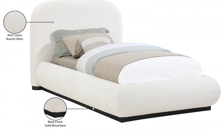 Vaughn Boucle Fabric Twin Twin Bed Cream from Meridian - Luna Furniture