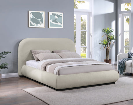 Vaughn Chenille Fabric Queen Bed Beige from Meridian - Luna Furniture