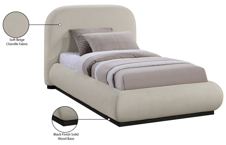 Vaughn Chenille Fabric Twin Bed Beige from Meridian - Luna Furniture