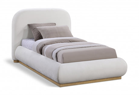 Vaughn Chenille Fabric Twin Bed Cream from Meridian - Luna Furniture