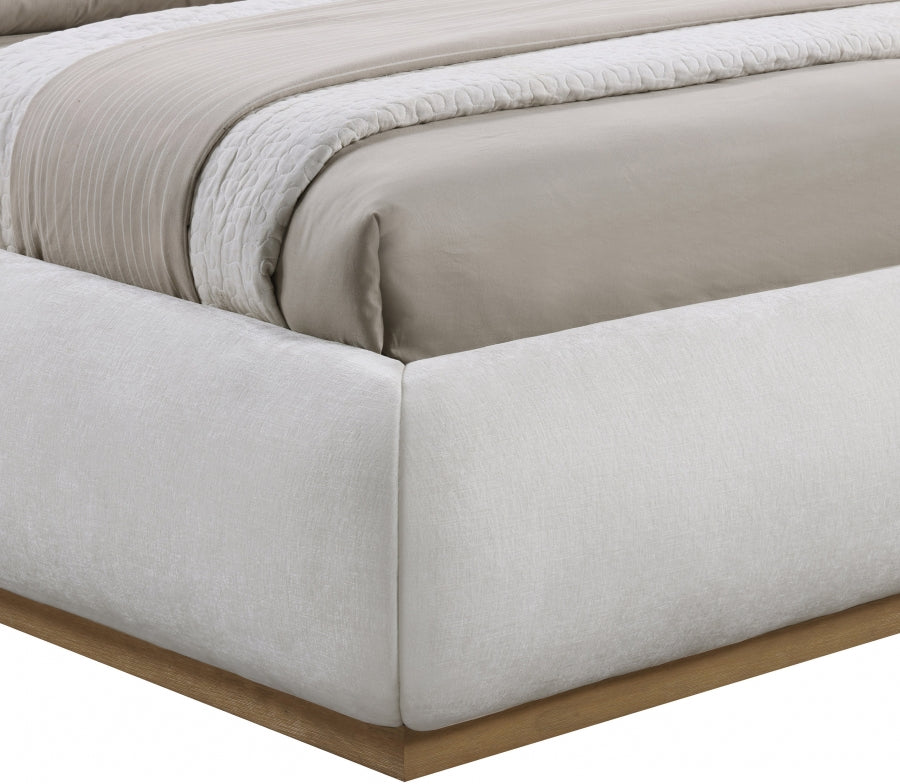 Vaughn Chenille Fabric Twin Twin Bed Cream from Meridian - Luna Furniture