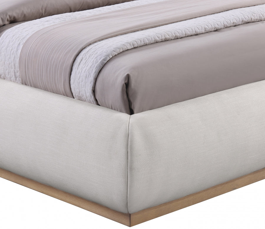 Vaughn Linen Textured Fabric Twin Twin Bed Cream from Meridian - Luna Furniture