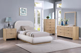 Vaughn Linen Textured Fabric Twin Twin Bed Cream from Meridian - Luna Furniture